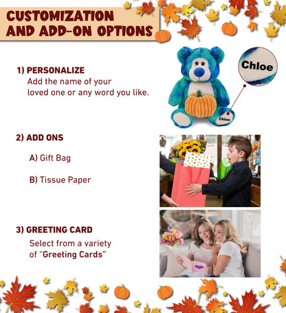 SUPER-SOFT PLUSH - BLUE TIE-DYE BEAR 9" WITH PUMPKIN PLUSH