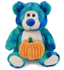 SUPER-SOFT PLUSH - BLUE TIE-DYE BEAR 9" WITH PUMPKIN PLUSH