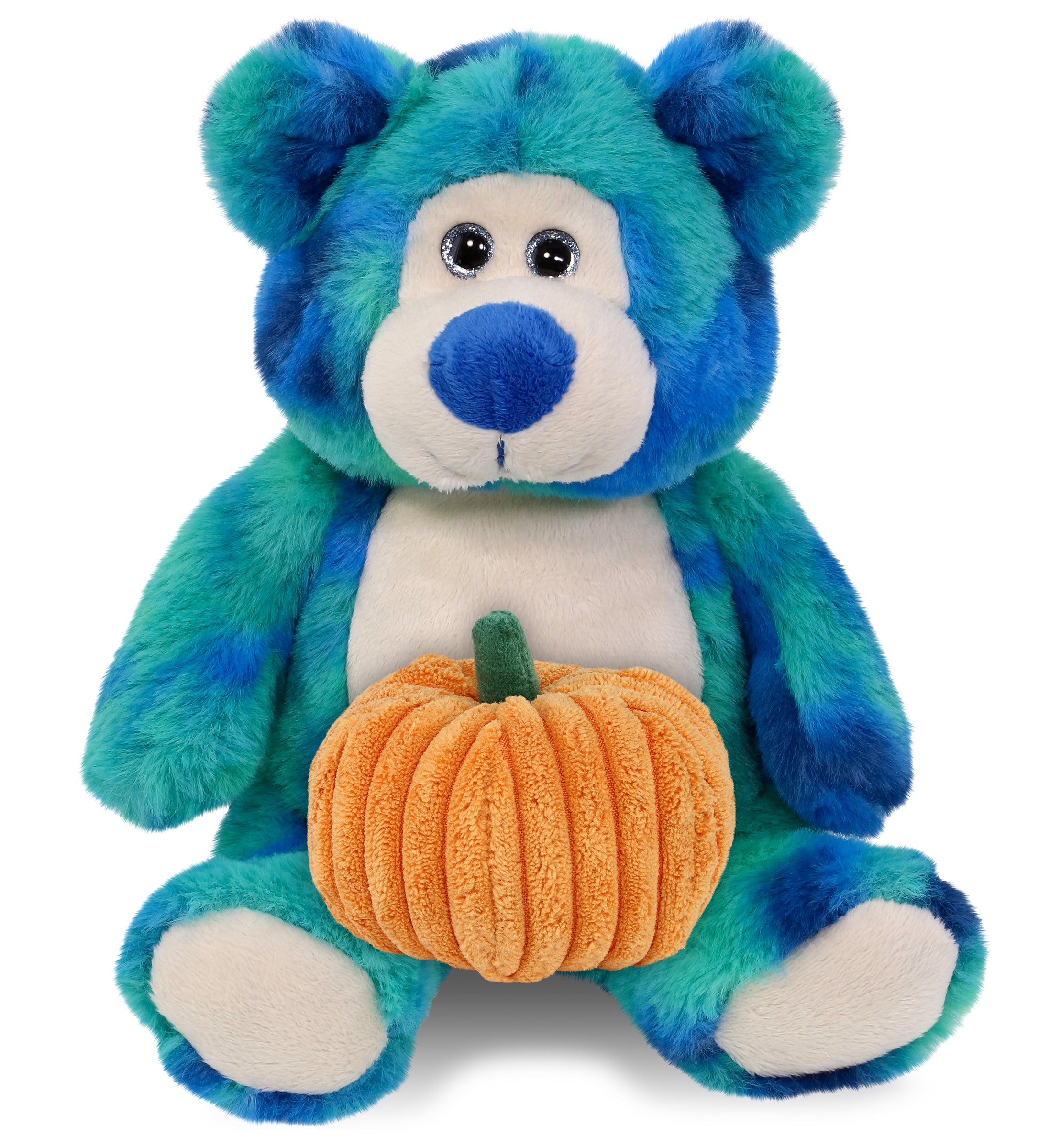 SUPER-SOFT PLUSH - BLUE TIE-DYE BEAR 9" WITH PUMPKIN PLUSH
