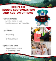 SUPER-SOFT PLUSH - BLUE TIE-DYE BEAR 9" WITH RED PLAID HOODIE