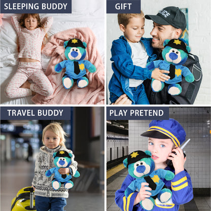 SUPER-SOFT PLUSH - BLUE TIE-DYE BEAR 9" WITH POLICE DRESS UP