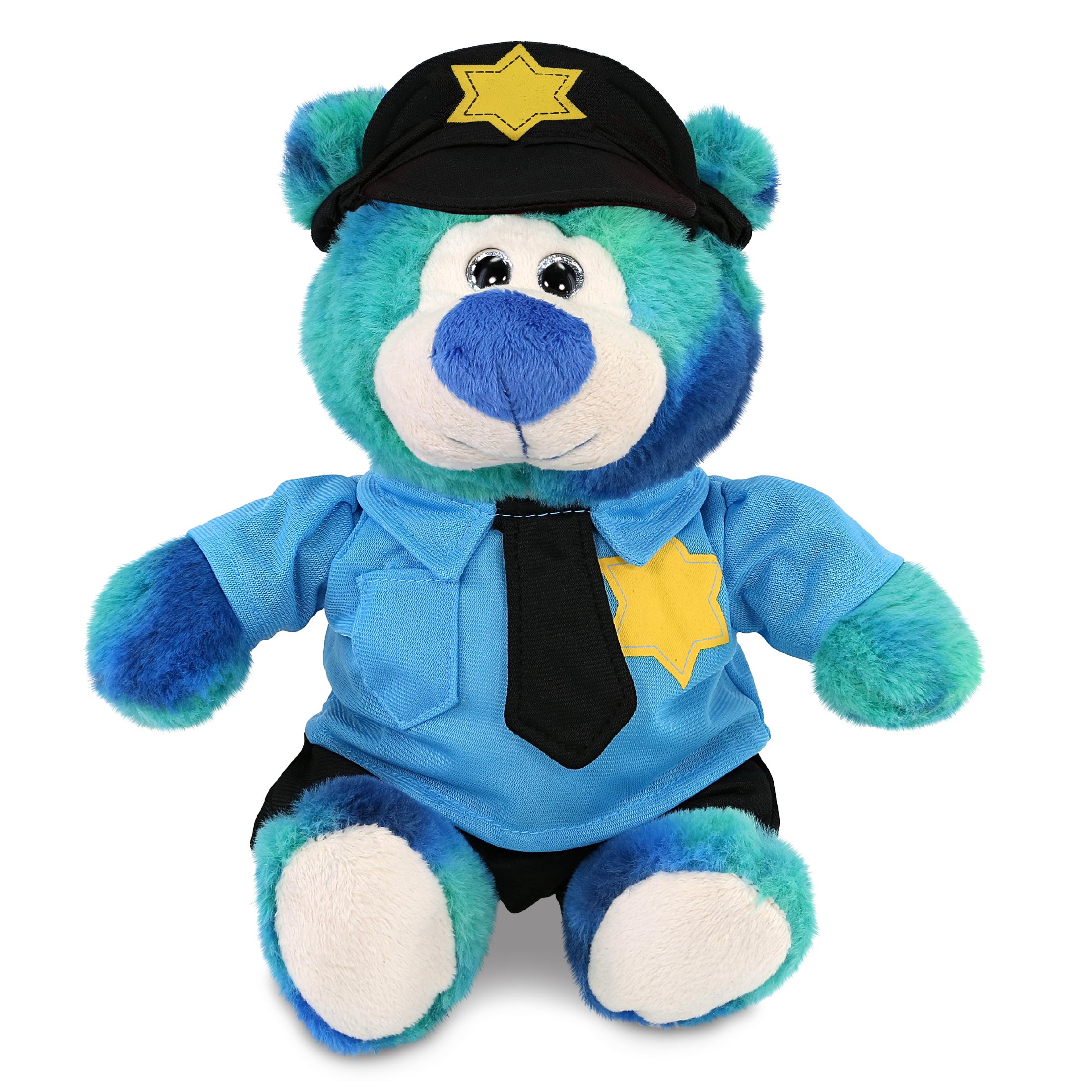 SUPER-SOFT PLUSH - BLUE TIE-DYE BEAR 9" WITH POLICE DRESS UP