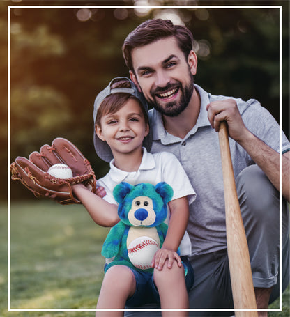 SUPER-SOFT PLUSH - BLUE TIE-DYE BEAR 9" WITH BASEBALL PLUSH