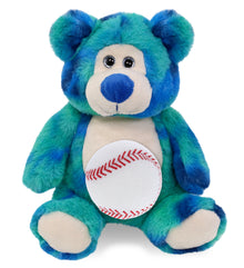 SUPER-SOFT PLUSH - BLUE TIE-DYE BEAR 9" WITH BASEBALL PLUSH