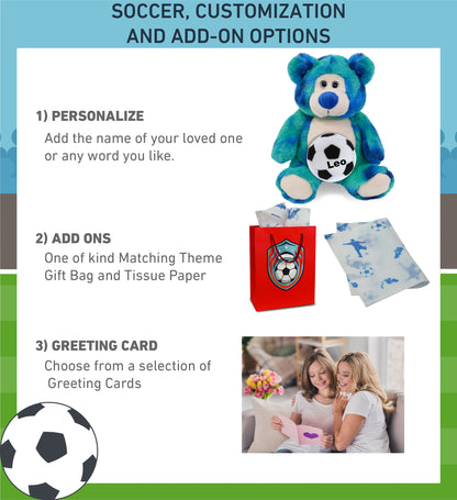 SUPER-SOFT PLUSH - BLUE TIE-DYE BEAR 9" WITH SOCCER PLUSH