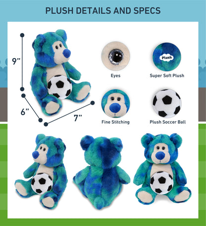 SUPER-SOFT PLUSH - BLUE TIE-DYE BEAR 9" WITH SOCCER PLUSH