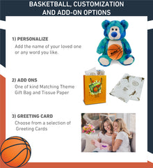 SUPER-SOFT PLUSH - BLUE TIE-DYE BEAR 9" WITH BASKETBALL PLUSH