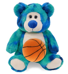 SUPER-SOFT PLUSH - BLUE TIE-DYE BEAR 9" WITH BASKETBALL PLUSH