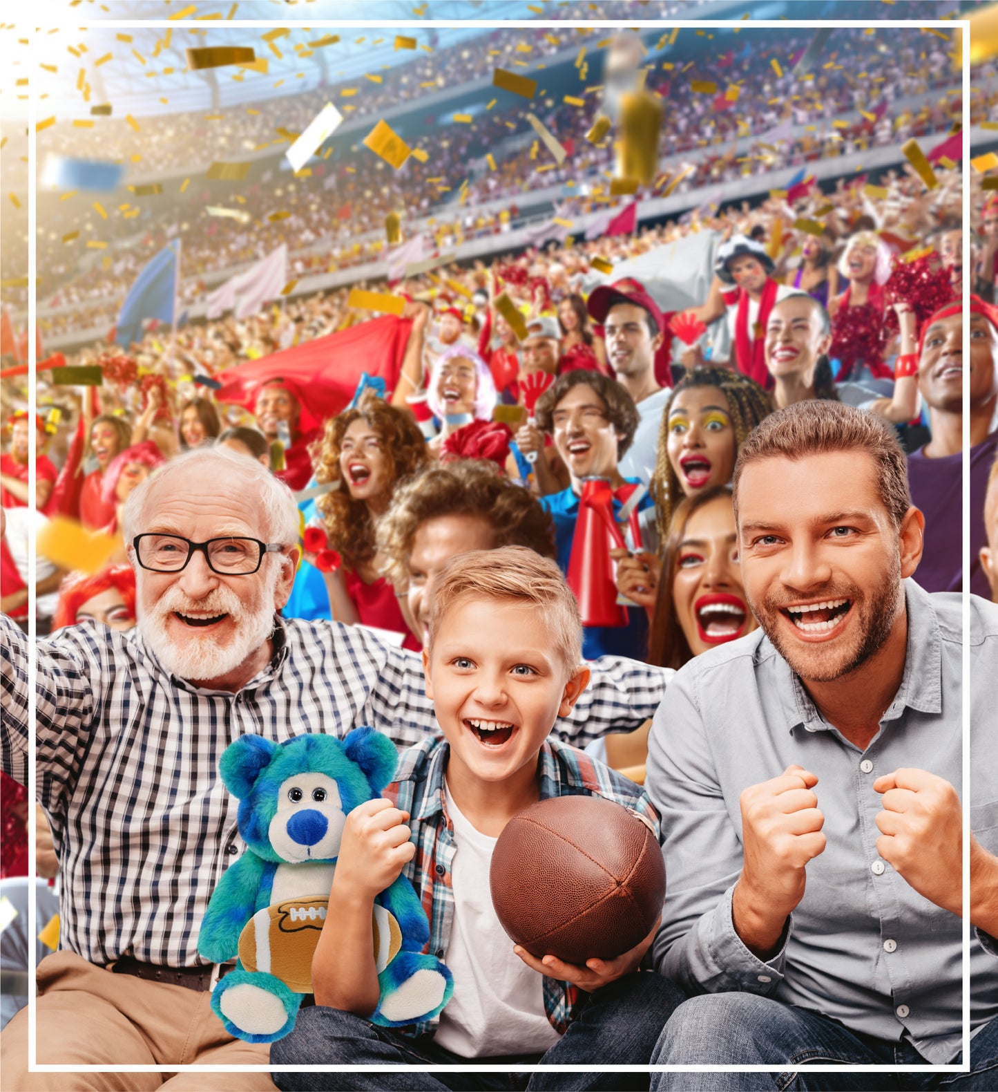 SUPER-SOFT PLUSH - BLUE TIE-DYE BEAR 9" WITH FOOTBALL PLUSH