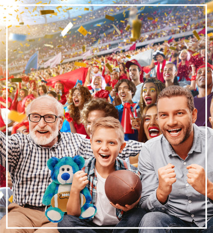 SUPER-SOFT PLUSH - BLUE TIE-DYE BEAR 9" WITH FOOTBALL PLUSH