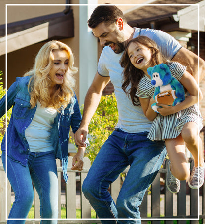 SUPER-SOFT PLUSH - BLUE TIE-DYE BEAR 9" WITH FOOTBALL PLUSH