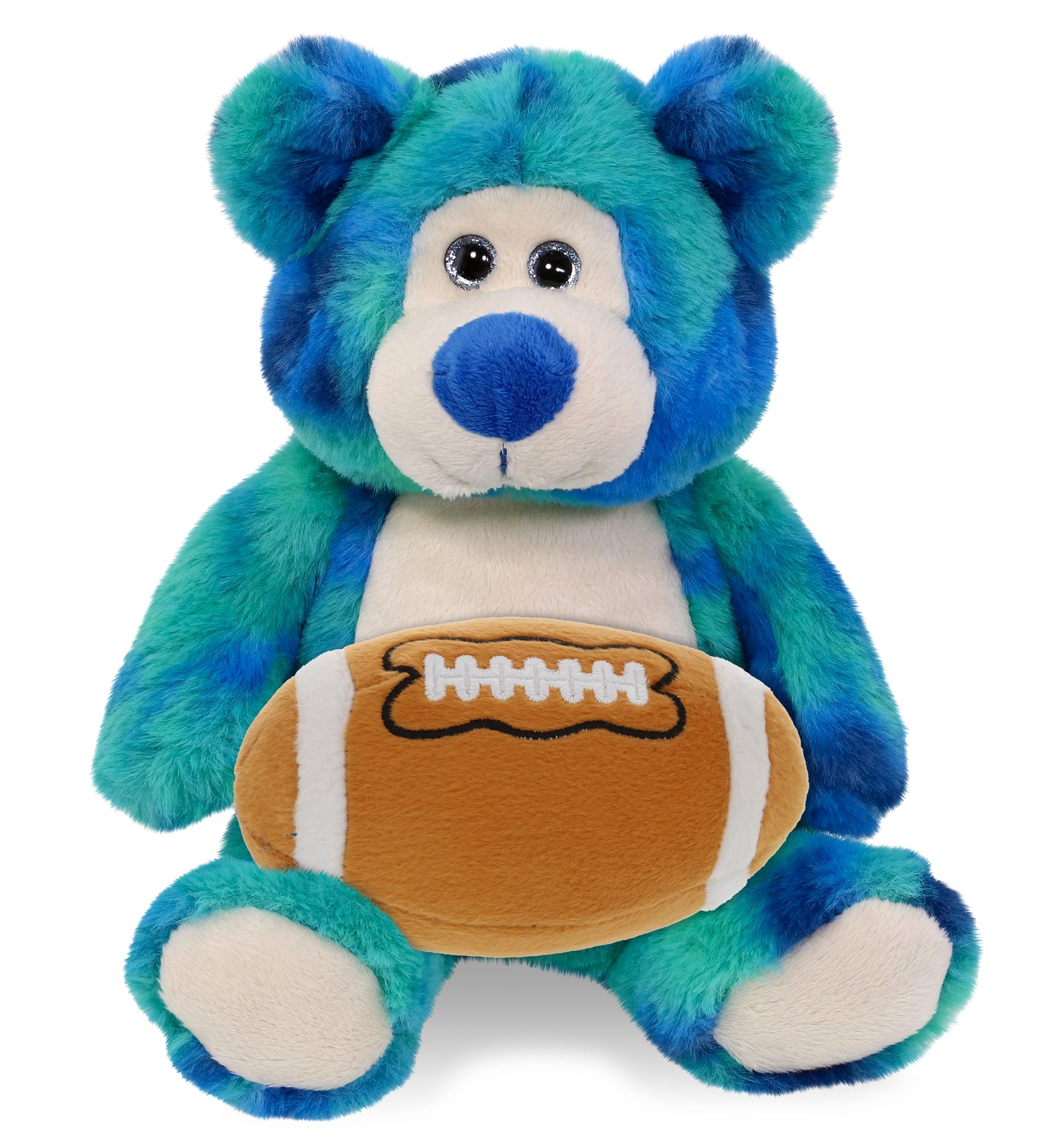SUPER-SOFT PLUSH - BLUE TIE-DYE BEAR 9" WITH FOOTBALL PLUSH