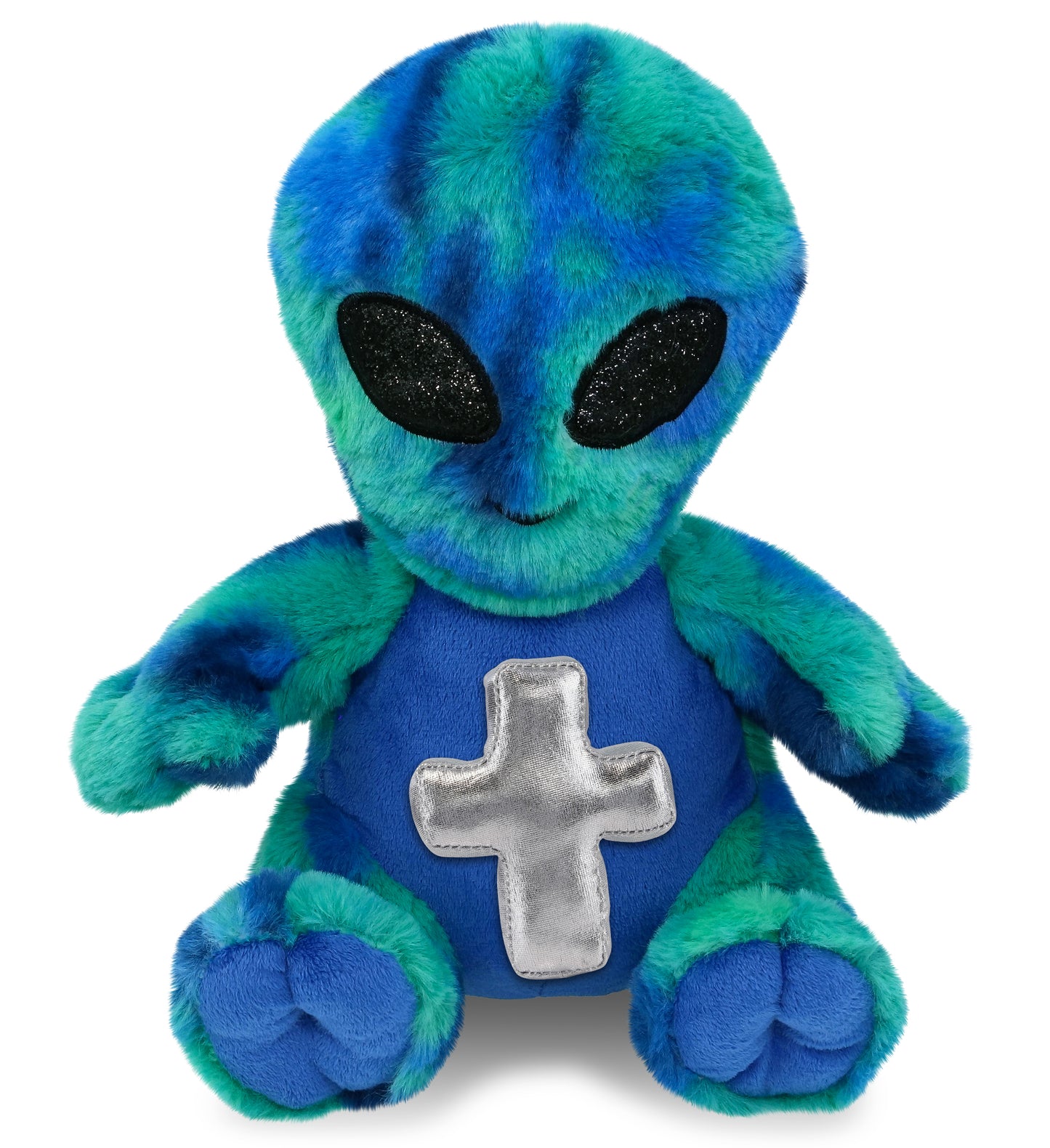 PLUSH CROSS - SUPER-SOFT PLUSH - BLUE TIE-DYE ALIEN 9"