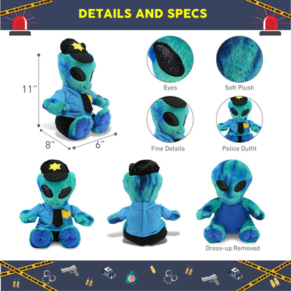 SUPER-SOFT PLUSH - BLUE TIE-DYE ALIEN 9" WITH POLICE DRESS UP