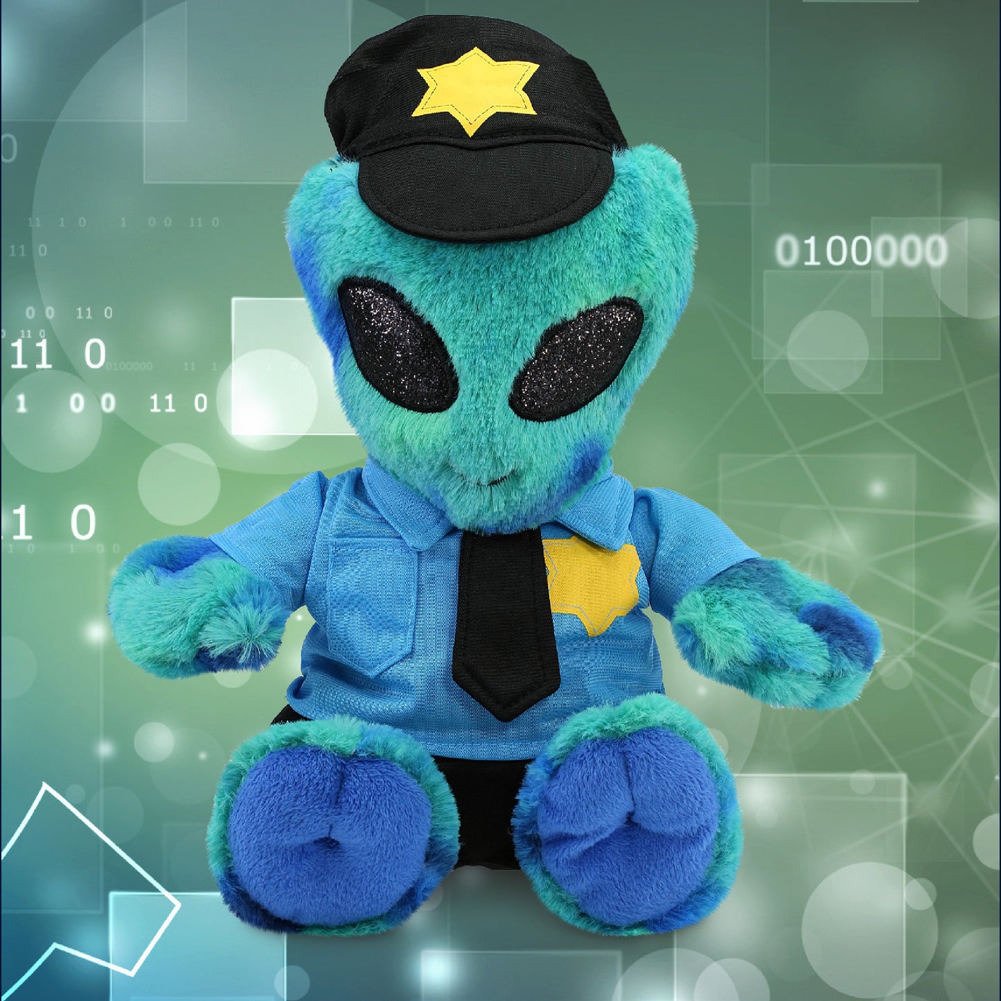 SUPER-SOFT PLUSH - BLUE TIE-DYE ALIEN 9" WITH POLICE DRESS UP