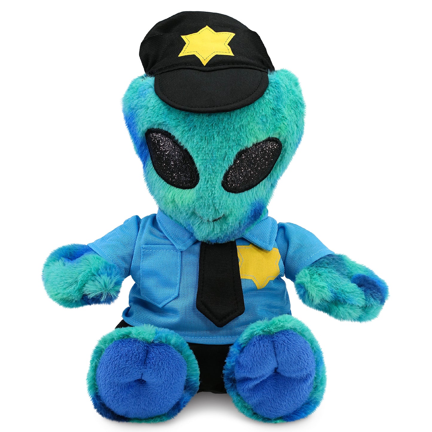 SUPER-SOFT PLUSH - BLUE TIE-DYE ALIEN 9" WITH POLICE DRESS UP