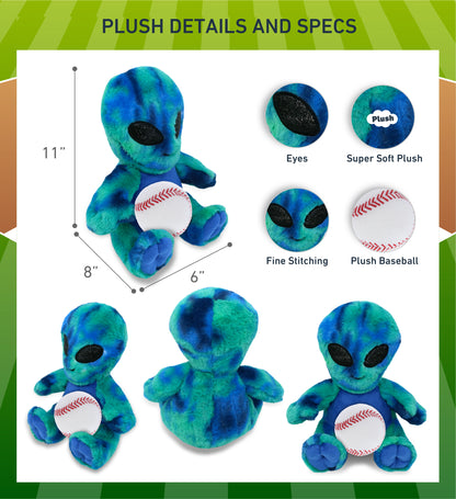 SUPER-SOFT PLUSH - BLUE TIE-DYE ALIEN 9" WITH BASEBALL PLUSH