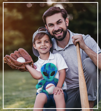 SUPER-SOFT PLUSH - BLUE TIE-DYE ALIEN 9" WITH BASEBALL PLUSH