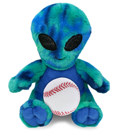 SUPER-SOFT PLUSH - BLUE TIE-DYE ALIEN 9" WITH BASEBALL PLUSH