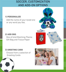 SUPER-SOFT PLUSH - BLUE TIE-DYE ALIEN 9" WITH SOCCER PLUSH