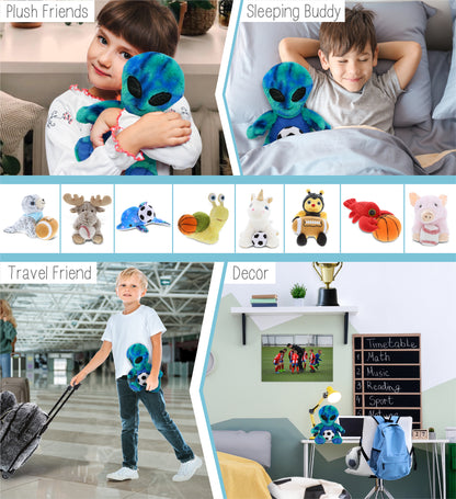 SUPER-SOFT PLUSH - BLUE TIE-DYE ALIEN 9" WITH SOCCER PLUSH