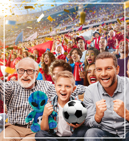 SUPER-SOFT PLUSH - BLUE TIE-DYE ALIEN 9" WITH SOCCER PLUSH