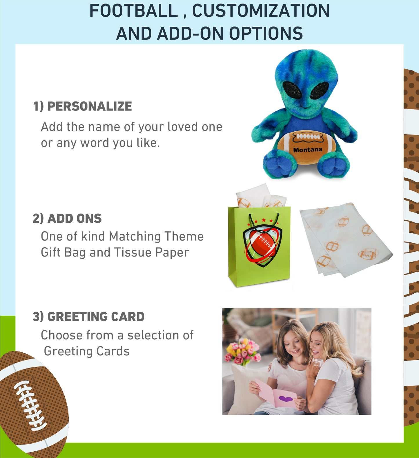 SUPER-SOFT PLUSH - BLUE TIE-DYE ALIEN 9" WITH FOOTBALL PLUSH