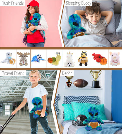 SUPER-SOFT PLUSH - BLUE TIE-DYE ALIEN 9" WITH FOOTBALL PLUSH