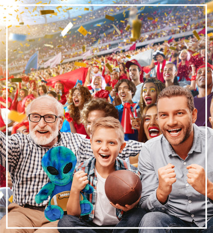 SUPER-SOFT PLUSH - BLUE TIE-DYE ALIEN 9" WITH FOOTBALL PLUSH