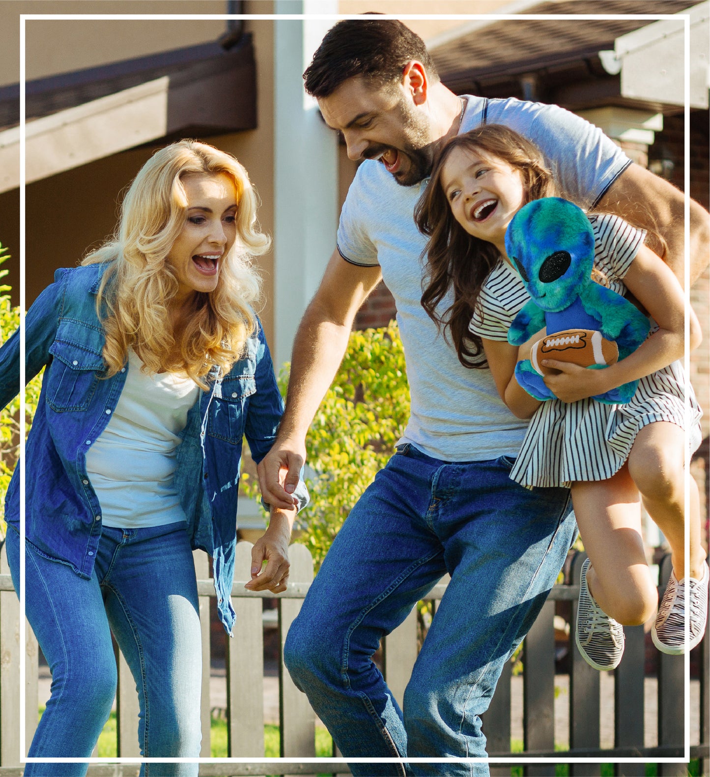 SUPER-SOFT PLUSH - BLUE TIE-DYE ALIEN 9" WITH FOOTBALL PLUSH