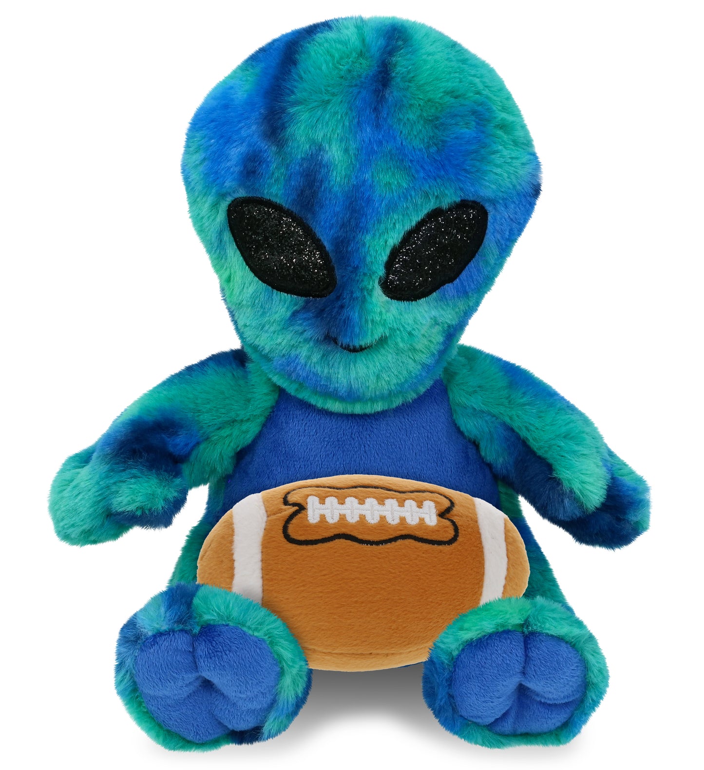 SUPER-SOFT PLUSH - BLUE TIE-DYE ALIEN 9" WITH FOOTBALL PLUSH