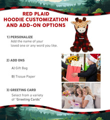 PLUSH - GIRAFFE 10" WITH RED PLAID HOODIE