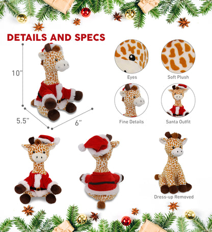 PLUSH - GIRAFFE 10" WITH SANTA DRESS UP