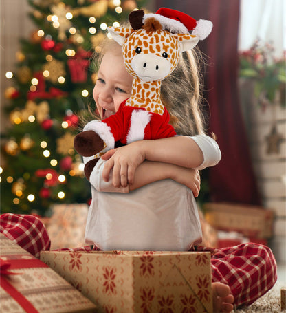 PLUSH - GIRAFFE 10" WITH SANTA DRESS UP
