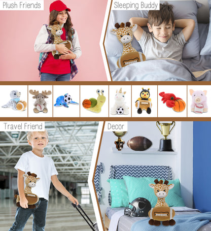 PLUSH - GIRAFFE 10" WITH FOOTBALL PLUSH