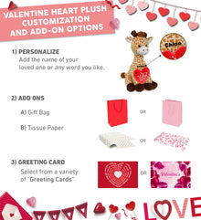 PLUSH I LOVE YOU RED HEART - PLUSH - GIRAFFE 10"
