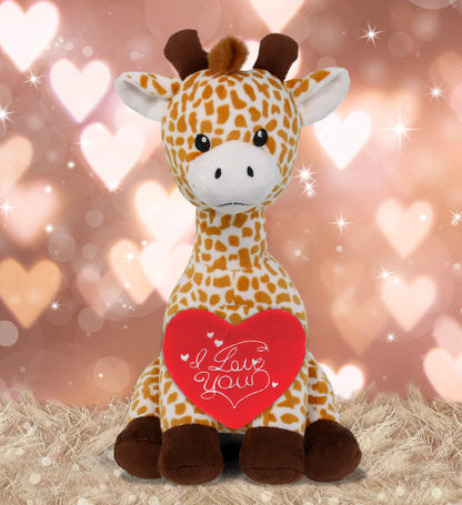 PLUSH I LOVE YOU RED HEART - PLUSH - GIRAFFE 10"