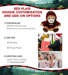 6" PLUSH - GIRAFFE WITH RED PLAID HOODIE