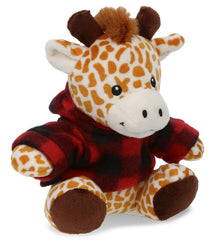 6" PLUSH - GIRAFFE WITH RED PLAID HOODIE