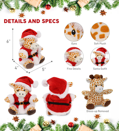 6" PLUSH - GIRAFFE WITH SANTA DRESS UP