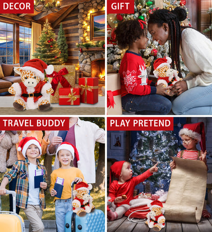 6" PLUSH - GIRAFFE WITH SANTA DRESS UP