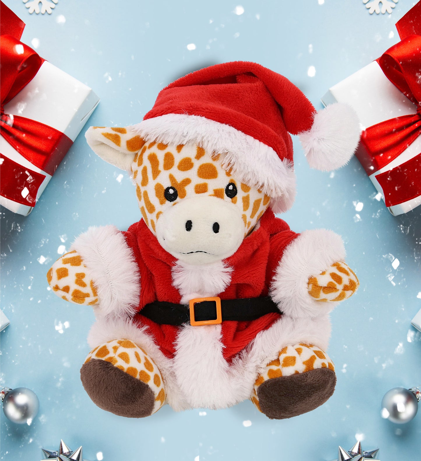6" PLUSH - GIRAFFE WITH SANTA DRESS UP