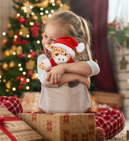 6" PLUSH - GIRAFFE WITH SANTA DRESS UP