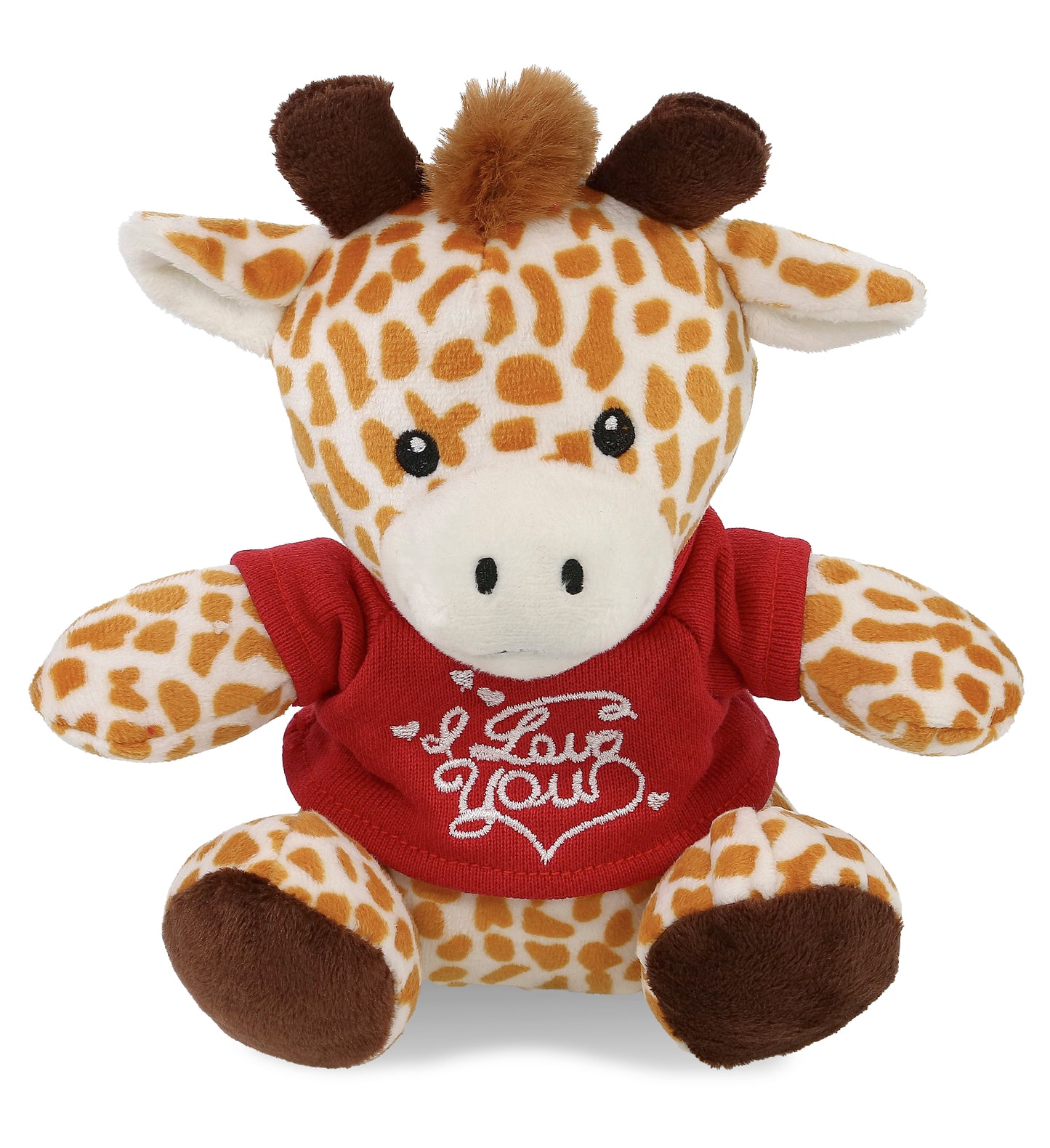 PLUSH I LOVE YOU RED SHIRT- 6" PLUSH - GIRAFFE