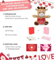 PLUSH I LOVE YOU RED HEART - 6" PLUSH - GIRAFFE