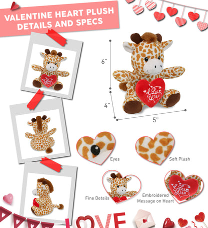 PLUSH I LOVE YOU RED HEART - 6" PLUSH - GIRAFFE