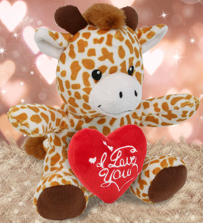 PLUSH I LOVE YOU RED HEART - 6" PLUSH - GIRAFFE