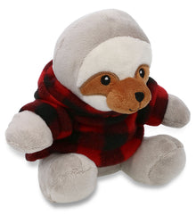 6" PLUSH - SLOTH WITH RED PLAID HOODIE