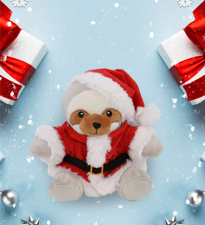 6" PLUSH - SLOTH WITH SANTA DRESS UP