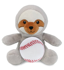 DolliBu Soft Huggable Sloth Stuffed Animal with Baseball Plush Toy - 6 Inches